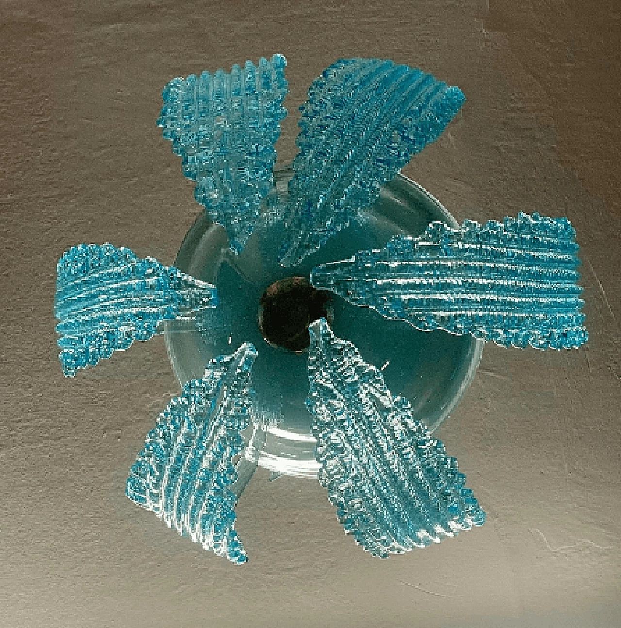 Lampadario in vetro di Murano azzurro attribuito a Ercole Barovier, anni '40 11