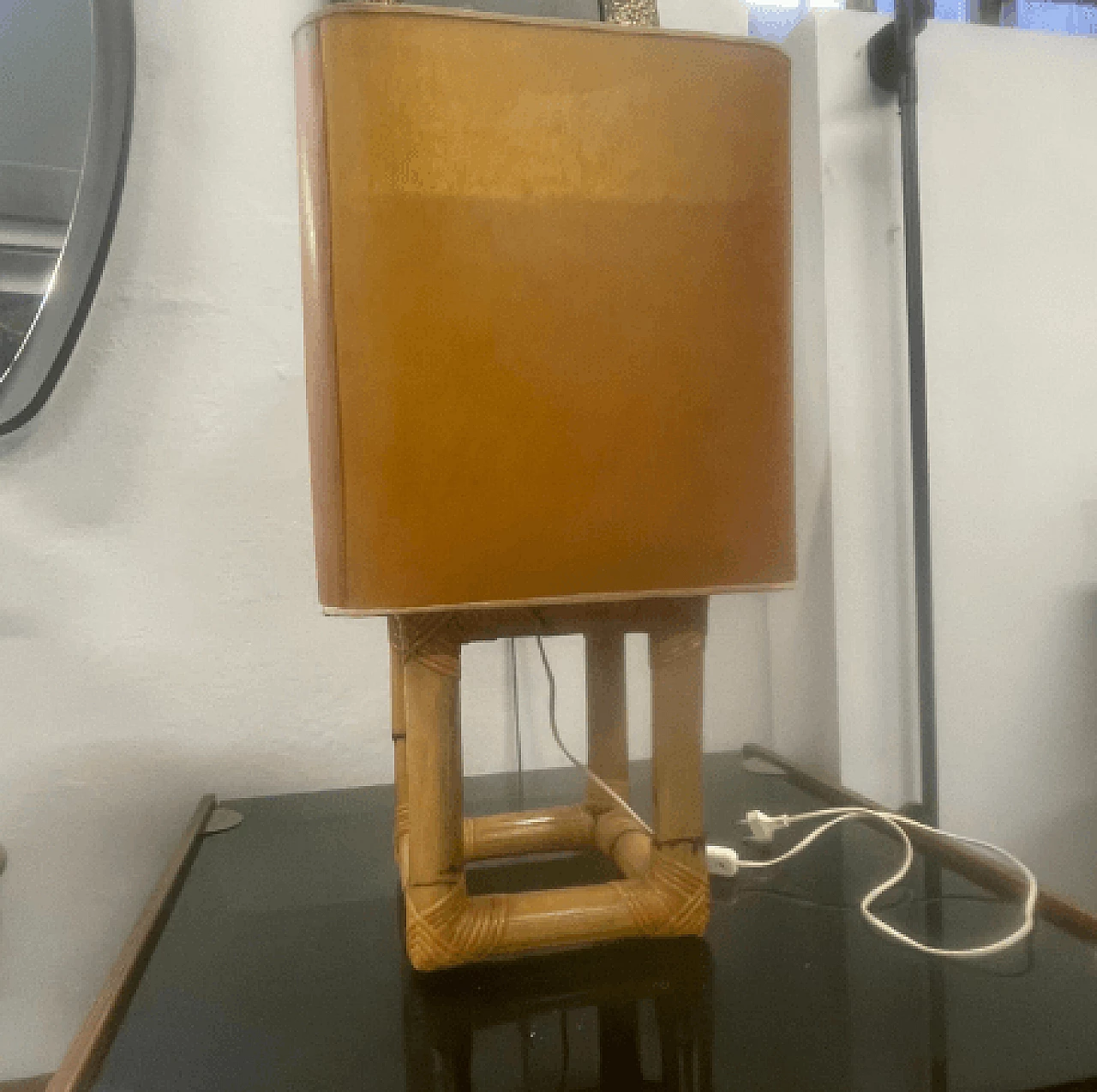 Bamboo and cellulose table lamp, 1980s 3