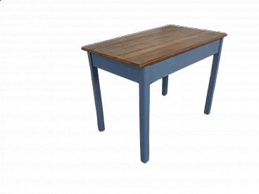 Tavolo in legno di abete con piano in castagno, anni '50