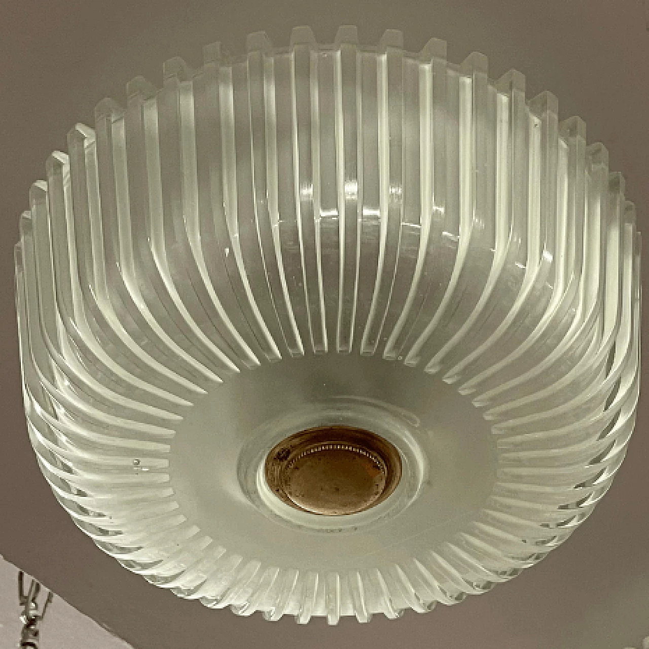 Murano glass and brass ceiling lamp by Seguso, 1940s 2