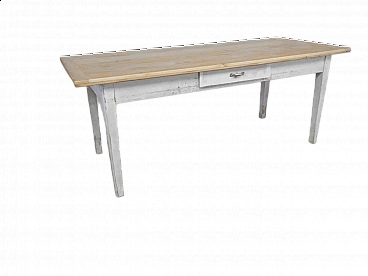 Natural and coloured fir wood table, 1970s