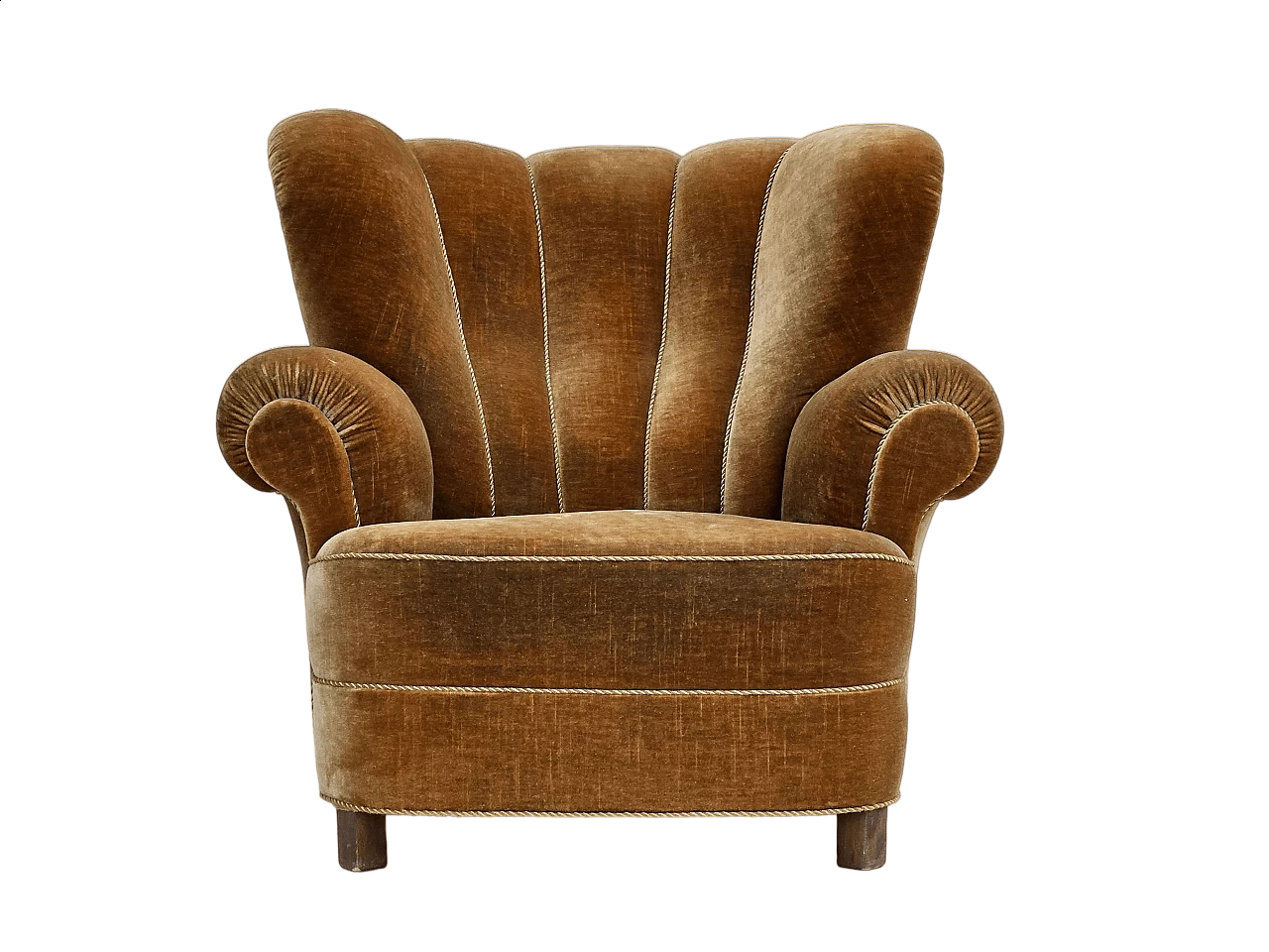 Danish recliner chair in green velvet, 1960s 18