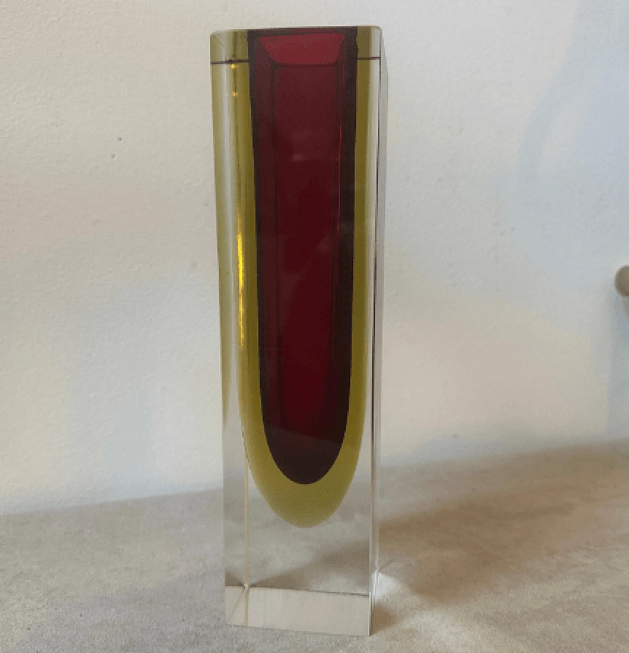 Square submerged Murano glass vase by Seguso, 1960s 2