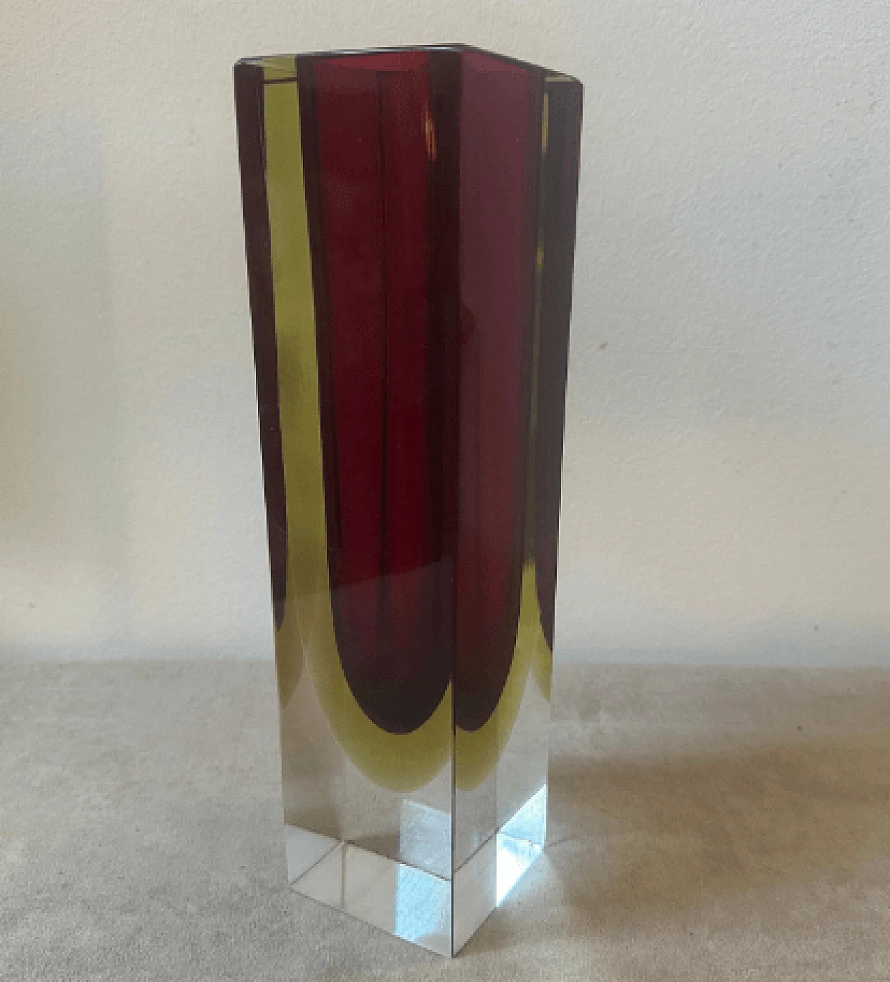 Square submerged Murano glass vase by Seguso, 1960s 3