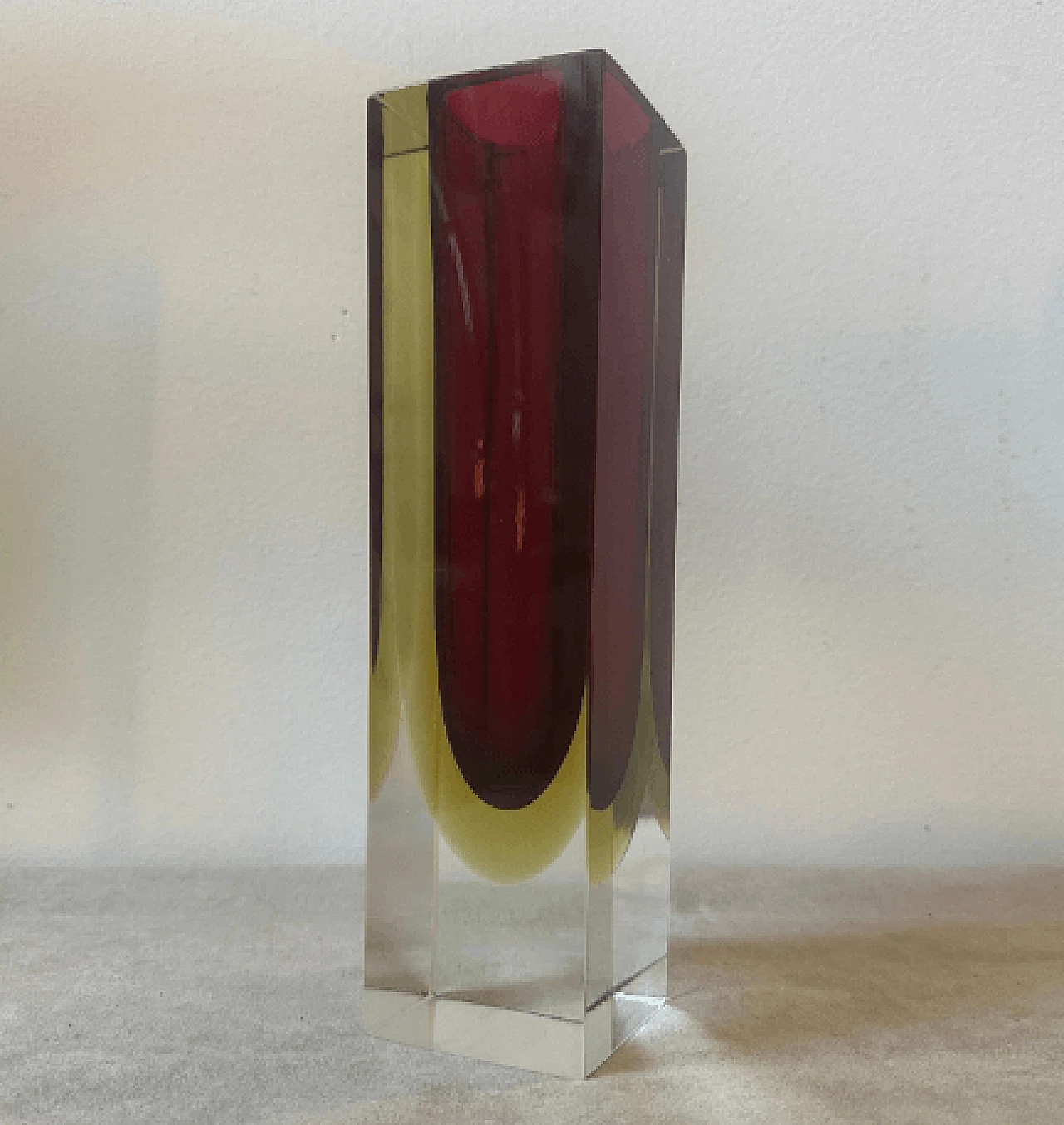 Square submerged Murano glass vase by Seguso, 1960s 5