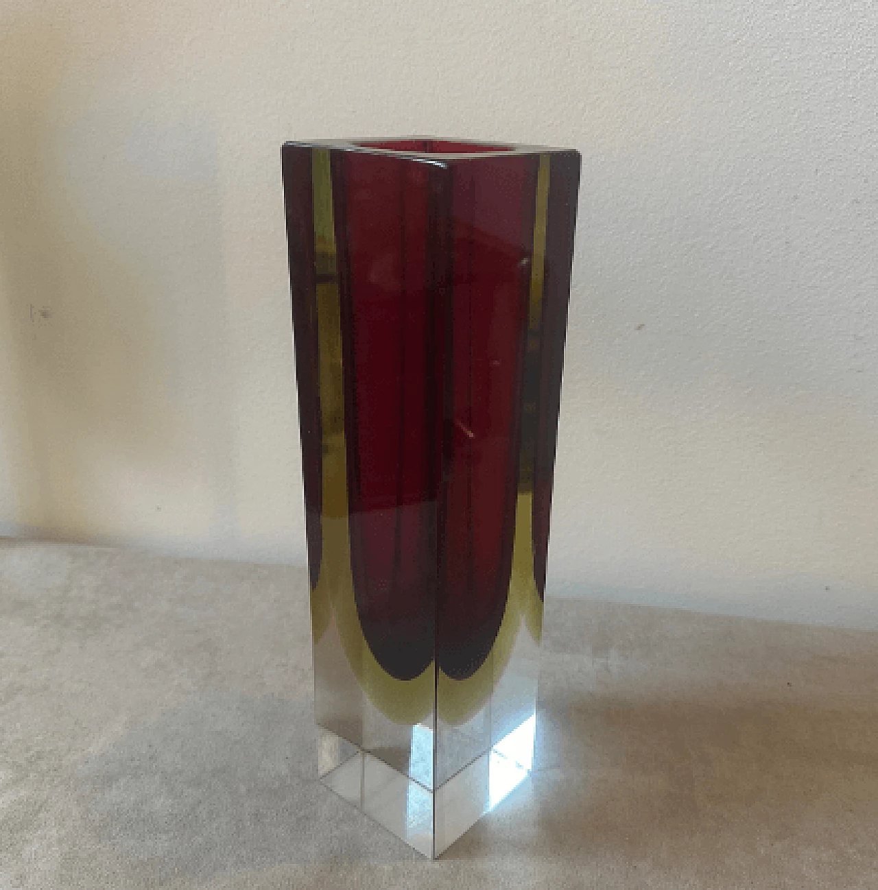 Square submerged Murano glass vase by Seguso, 1960s 6