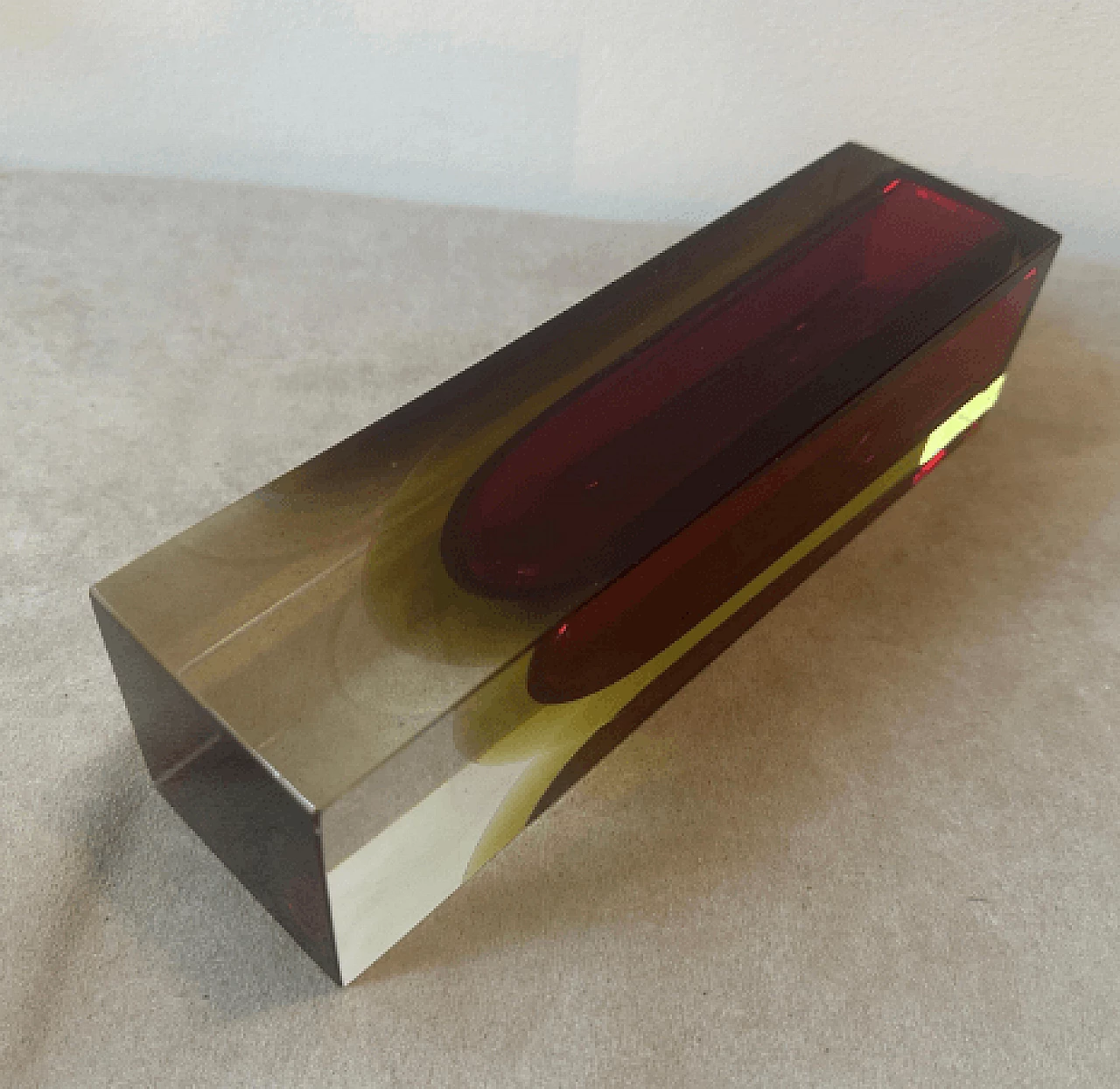 Square submerged Murano glass vase by Seguso, 1960s 9