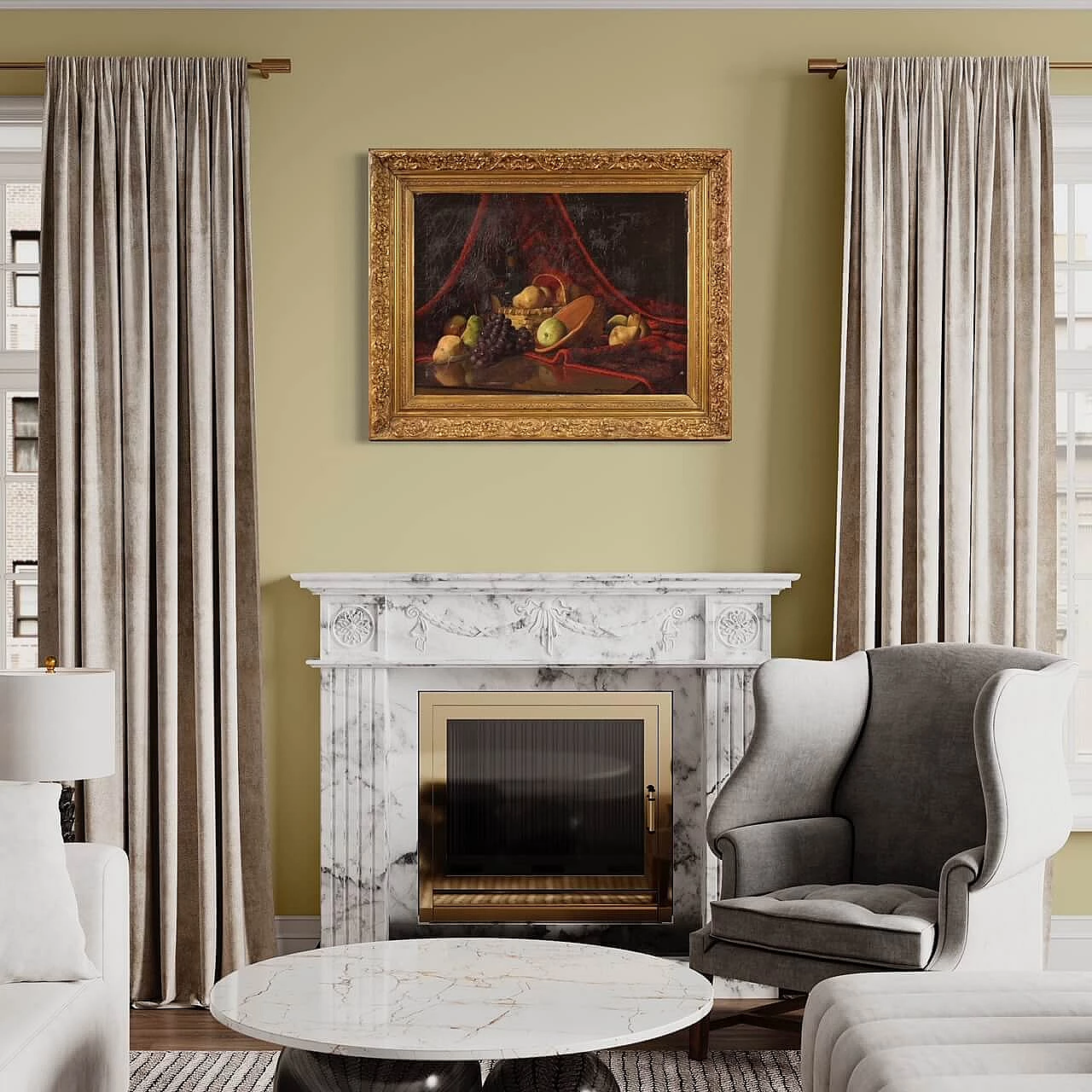 Derk Isselman, natura morta con cesto di frutta, dipinto a olio su tela, 1917 4