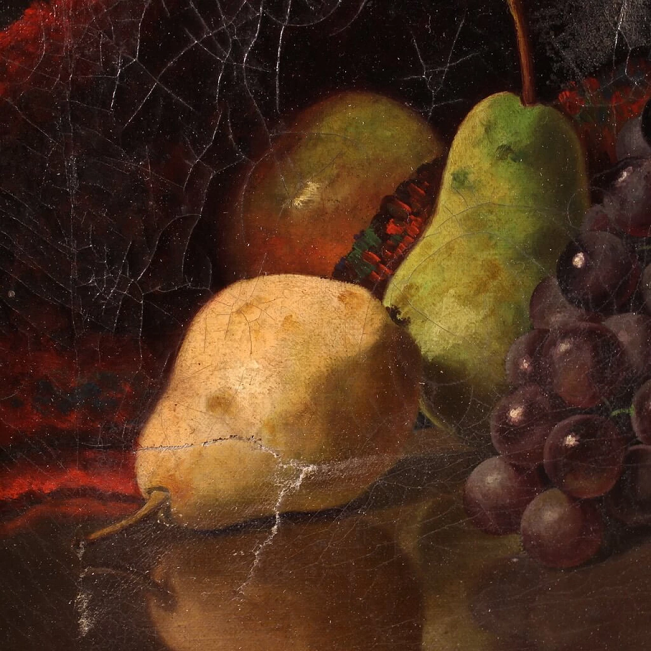 Derk Isselman, natura morta con cesto di frutta, dipinto a olio su tela, 1917 5