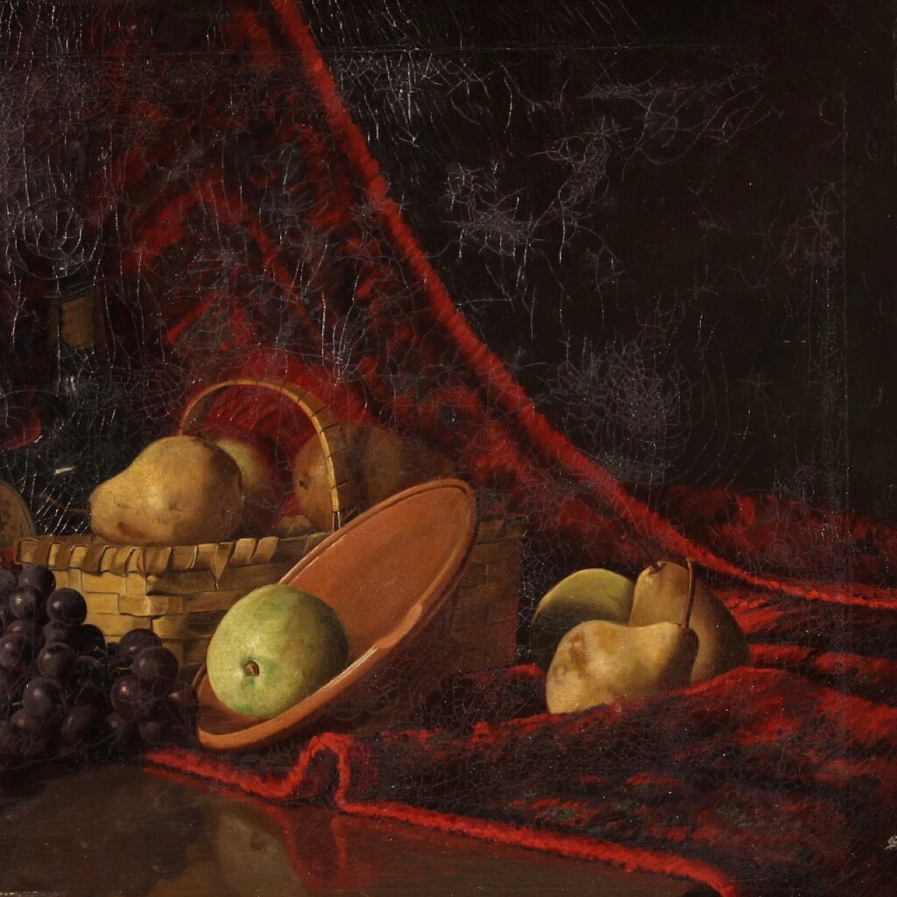 Derk Isselman, natura morta con cesto di frutta, dipinto a olio su tela, 1917 8
