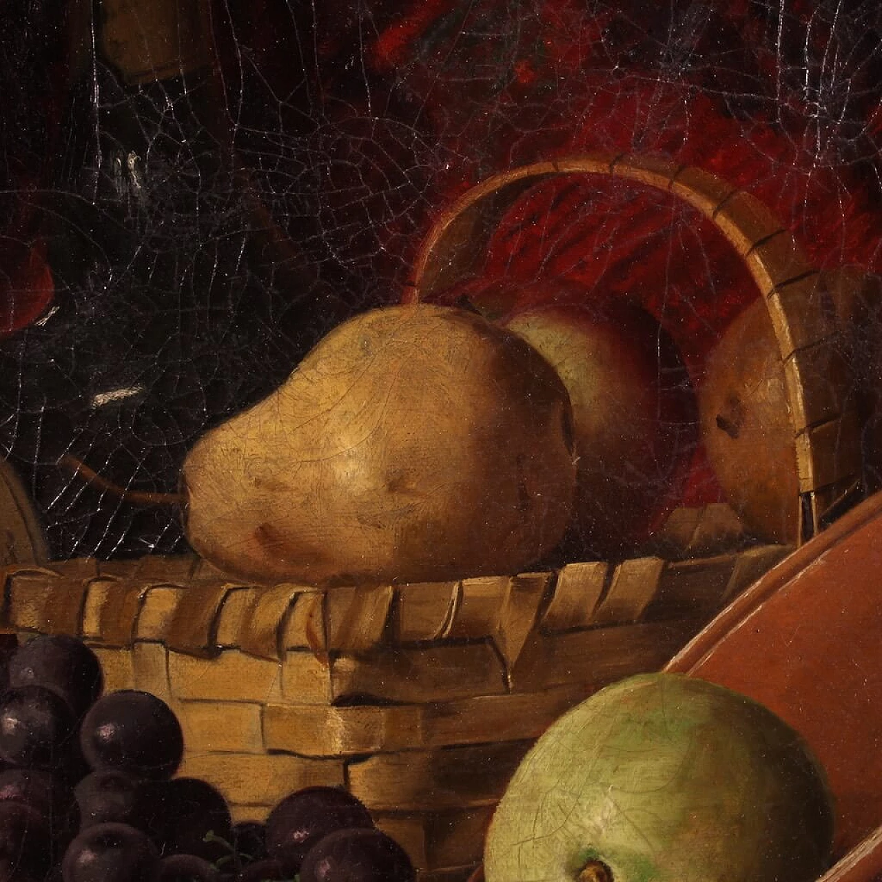 Derk Isselman, natura morta con cesto di frutta, dipinto a olio su tela, 1917 9