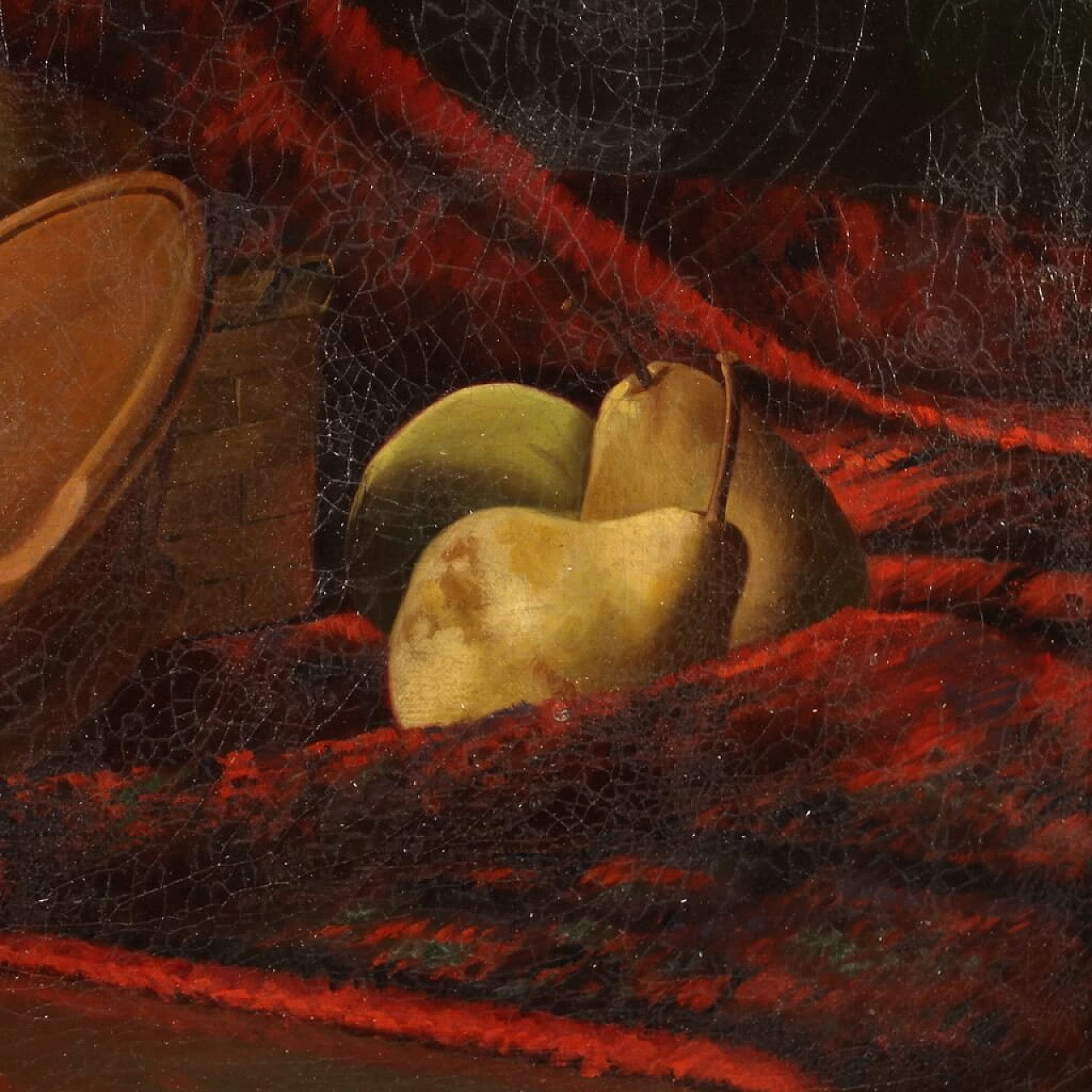 Derk Isselman, natura morta con cesto di frutta, dipinto a olio su tela, 1917 11