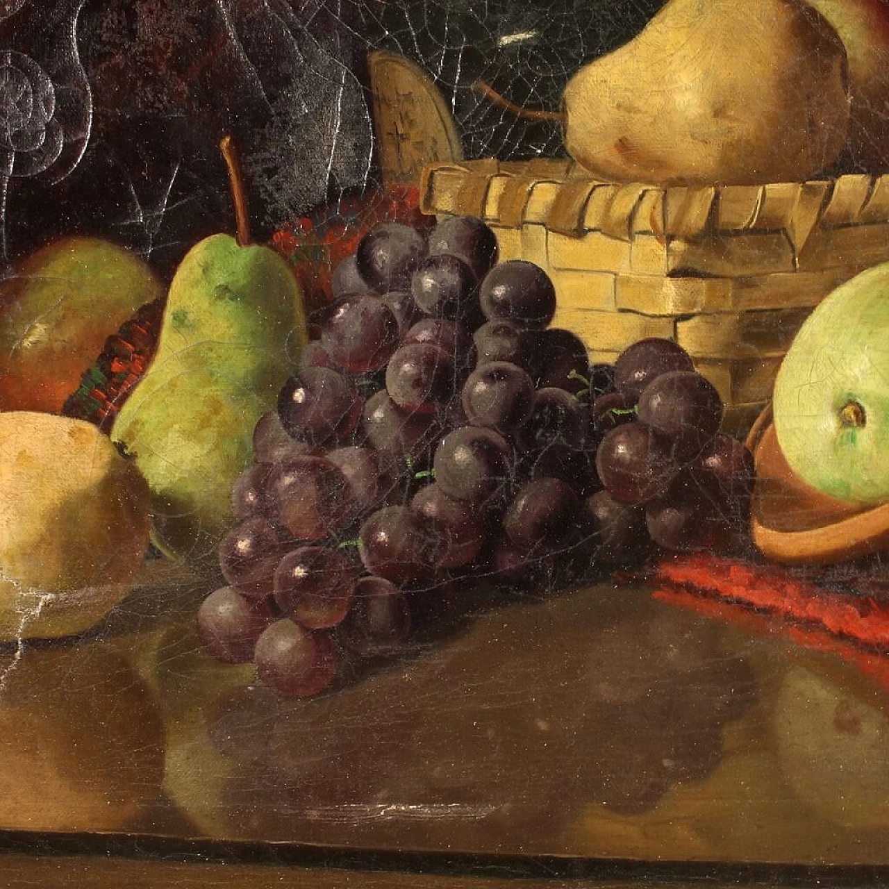 Derk Isselman, natura morta con cesto di frutta, dipinto a olio su tela, 1917 13