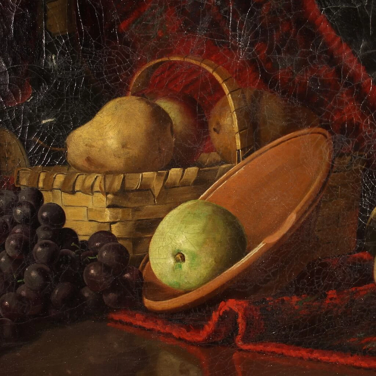 Derk Isselman, natura morta con cesto di frutta, dipinto a olio su tela, 1917 15