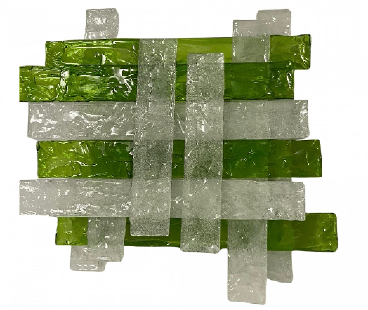 Applique in vetro di Murano verde e bianco di Mazzega, anni '70 1