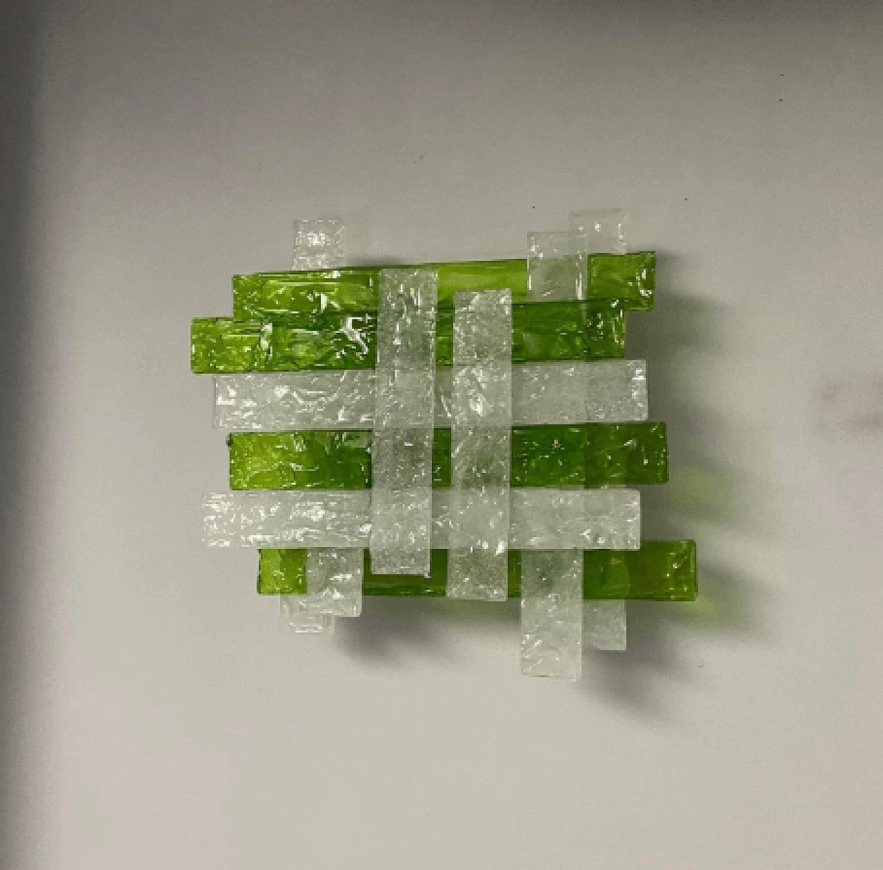 Applique in vetro di Murano verde e bianco di Mazzega, anni '70 2