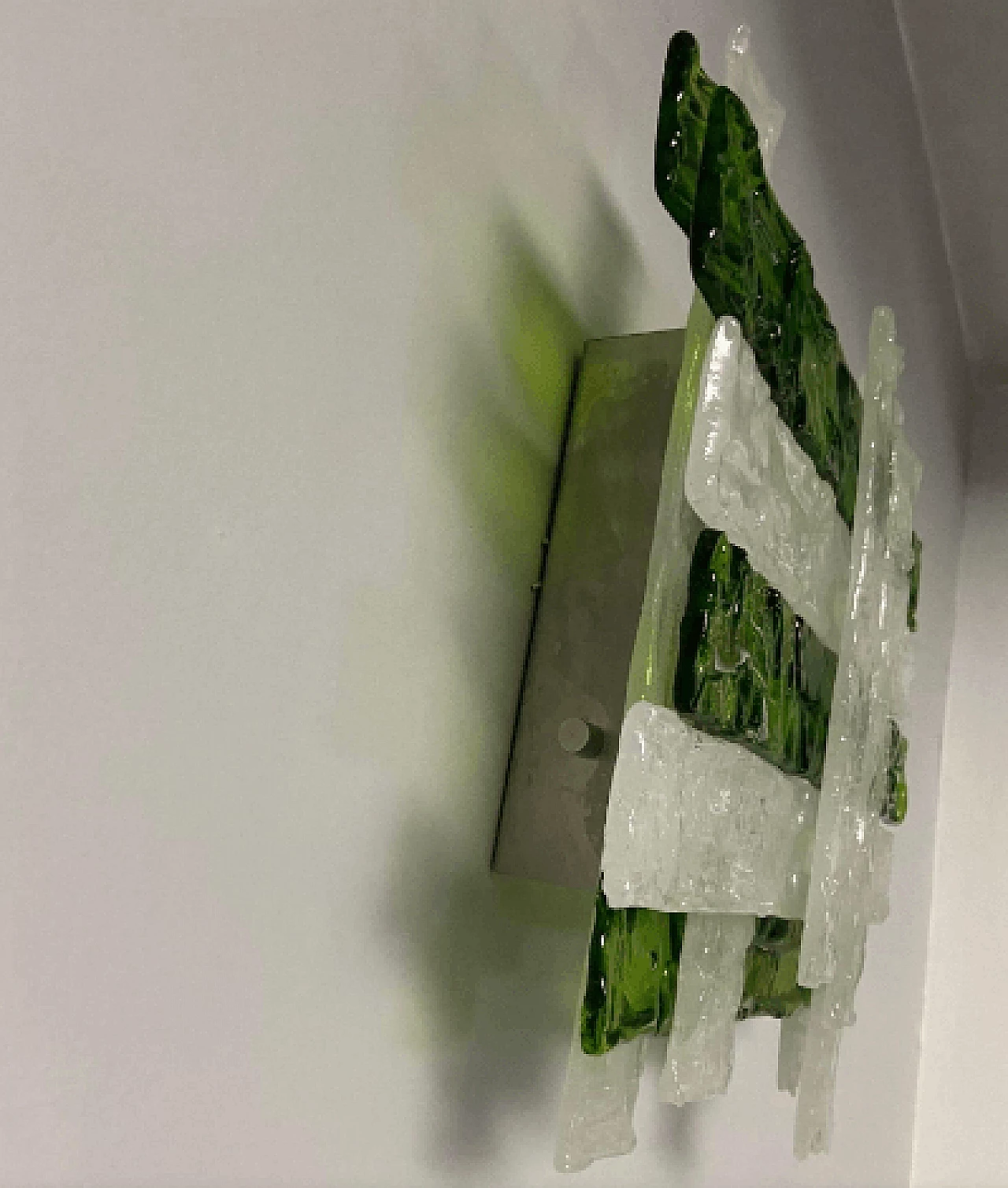 Applique in vetro di Murano verde e bianco di Mazzega, anni '70 3