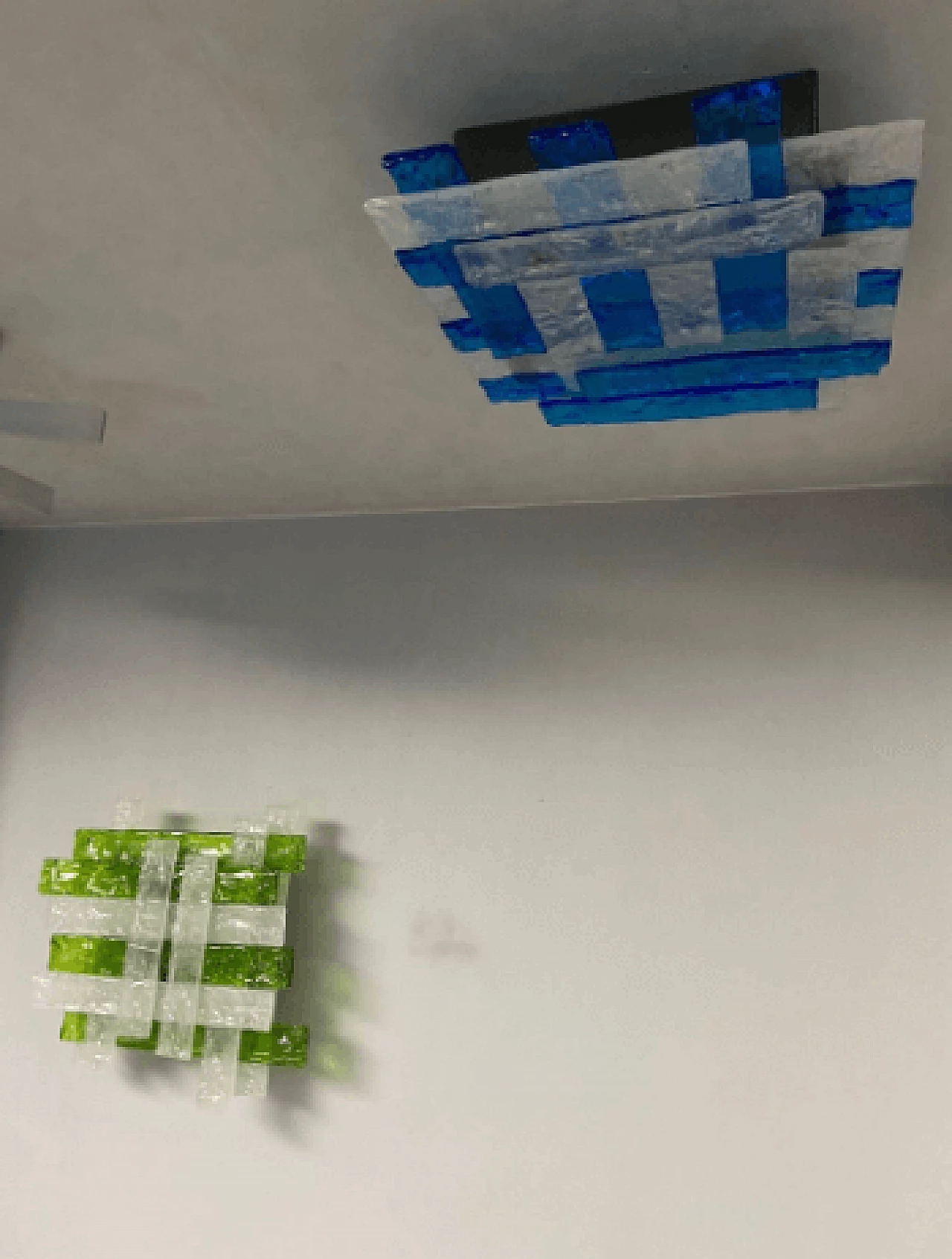 Applique in vetro di Murano verde e bianco di Mazzega, anni '70 4