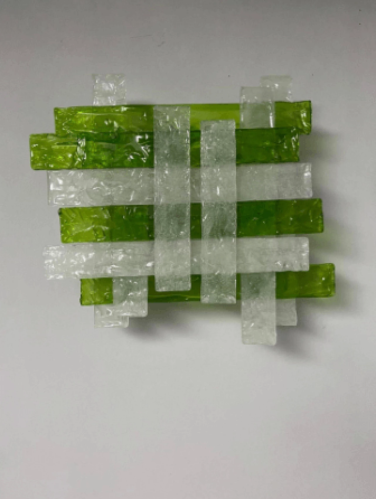 Applique in vetro di Murano verde e bianco di Mazzega, anni '70 5