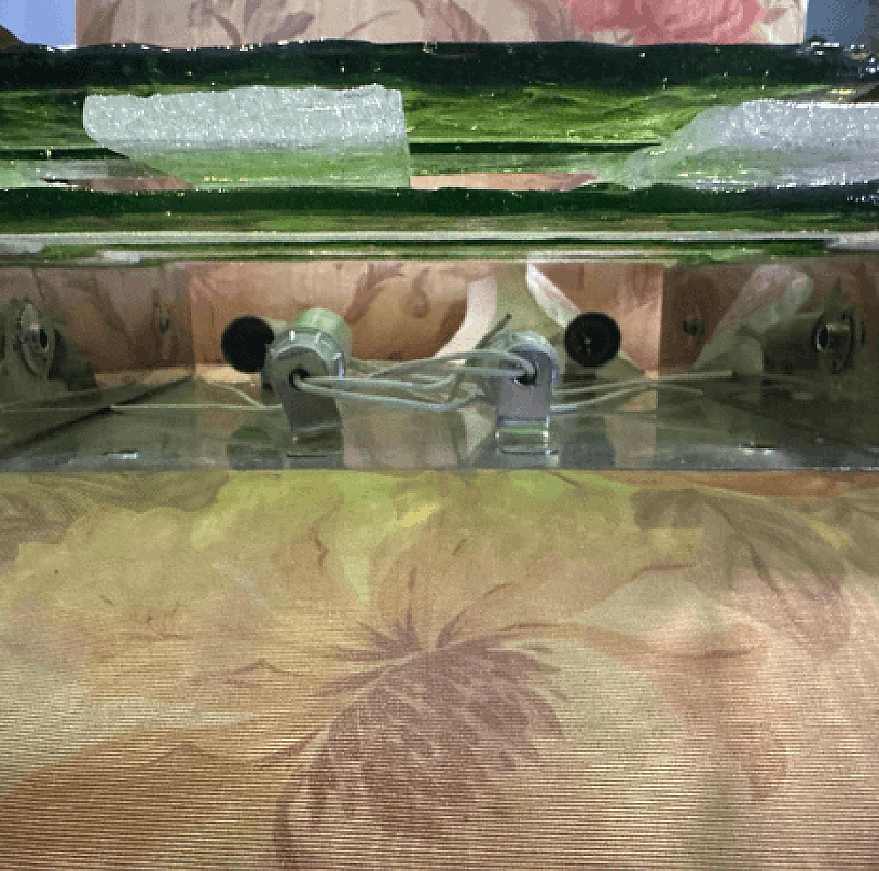 Applique in vetro di Murano verde e bianco di Mazzega, anni '70 7