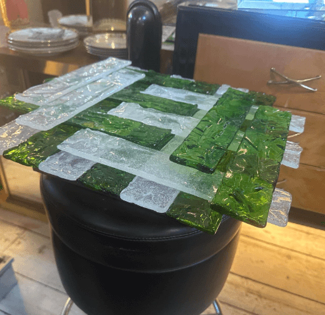 Applique in vetro di Murano verde e bianco di Mazzega, anni '70 9