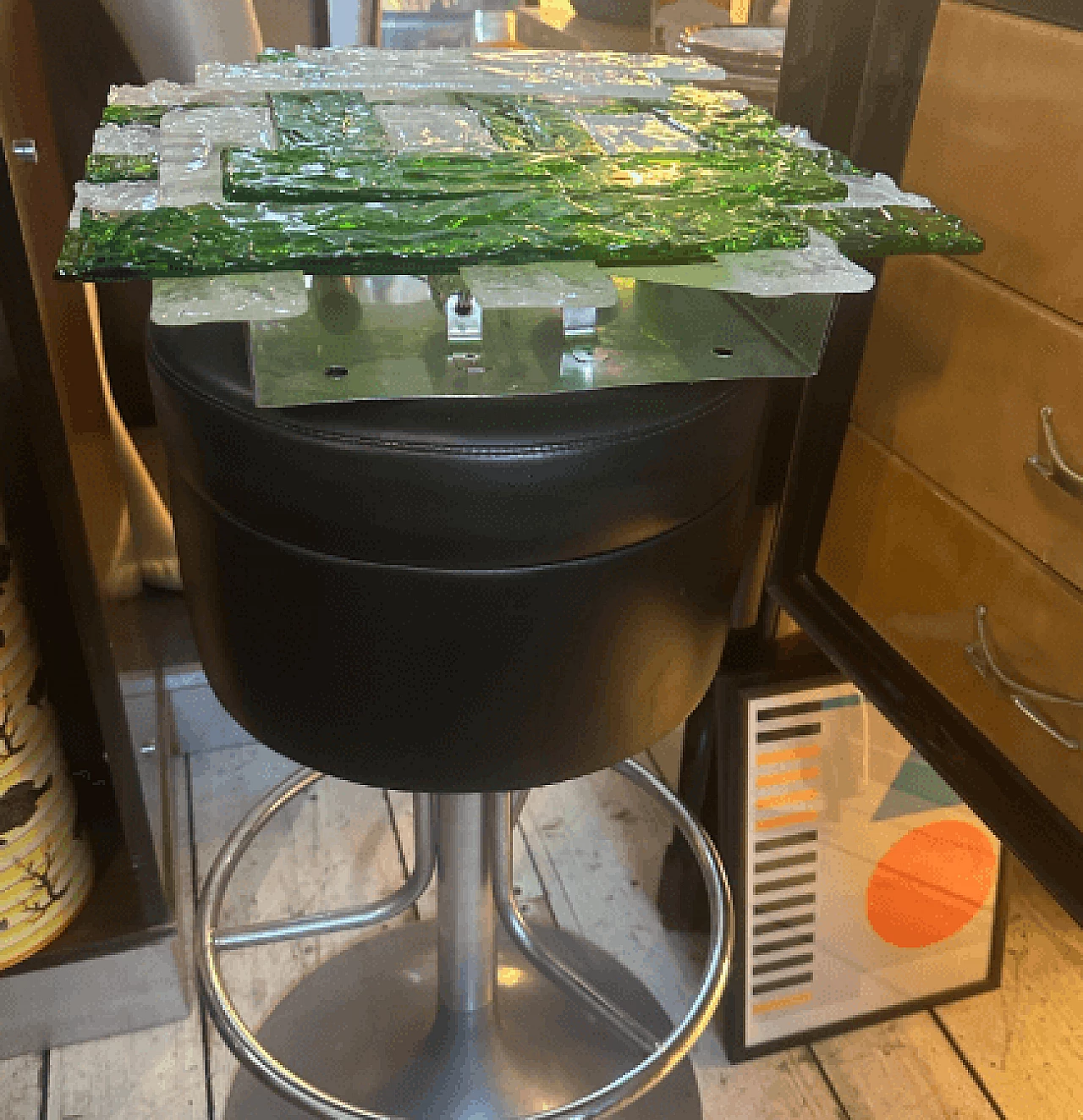 Applique in vetro di Murano verde e bianco di Mazzega, anni '70 13