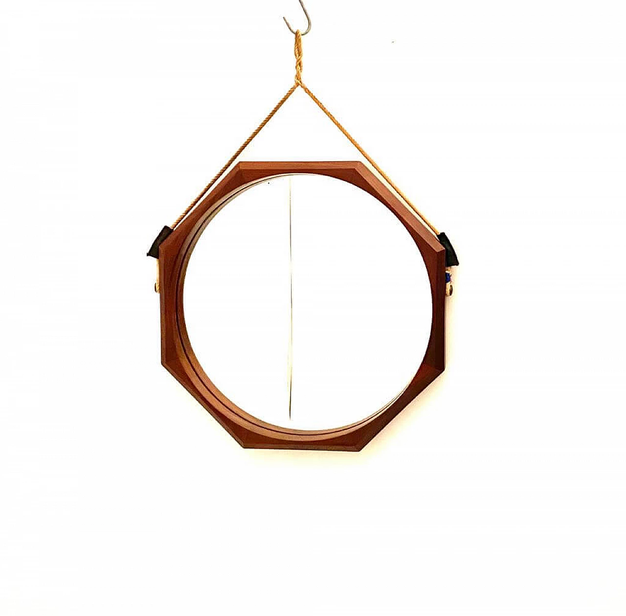 Specchio ottagonale in massello di teak di Campo & Graffi, anni '60 1