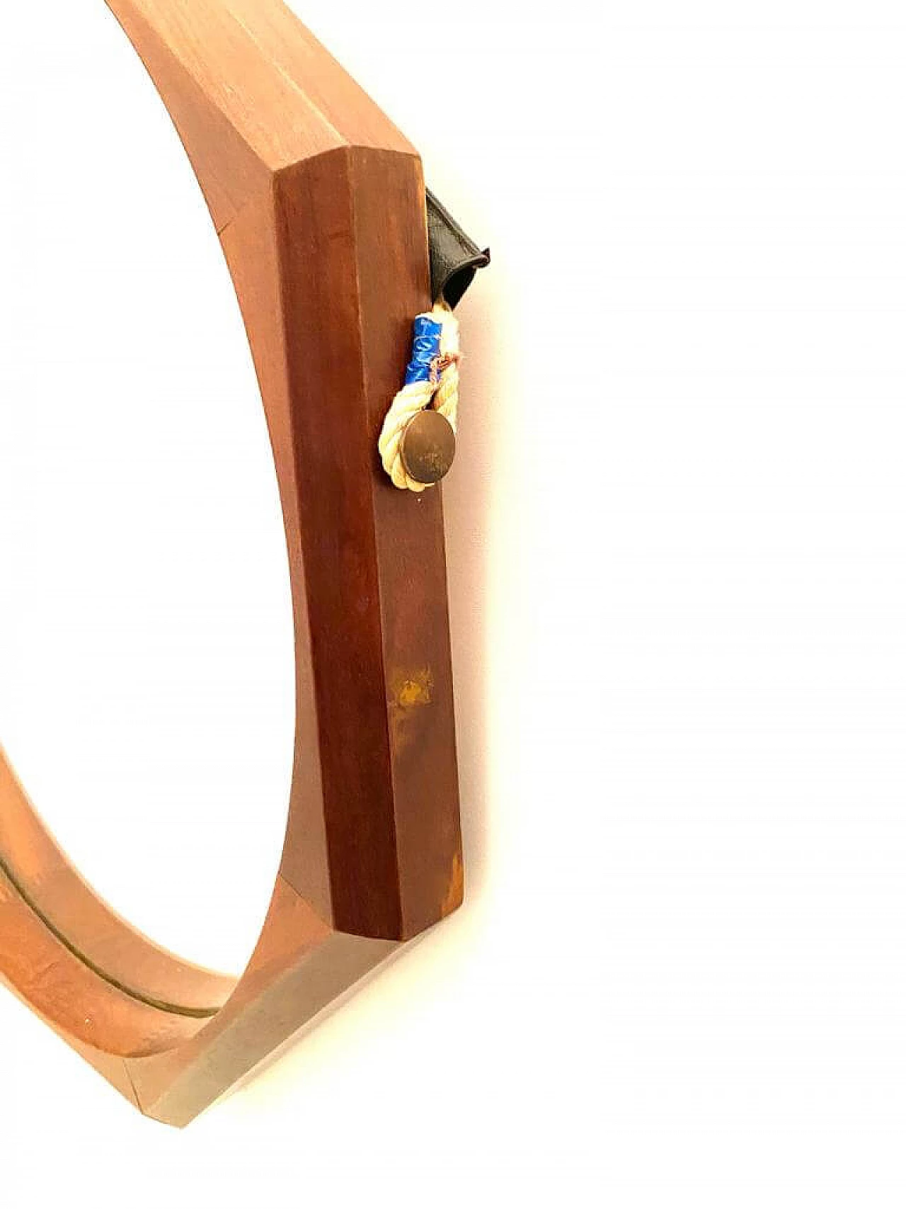 Specchio ottagonale in massello di teak di Campo & Graffi, anni '60 3