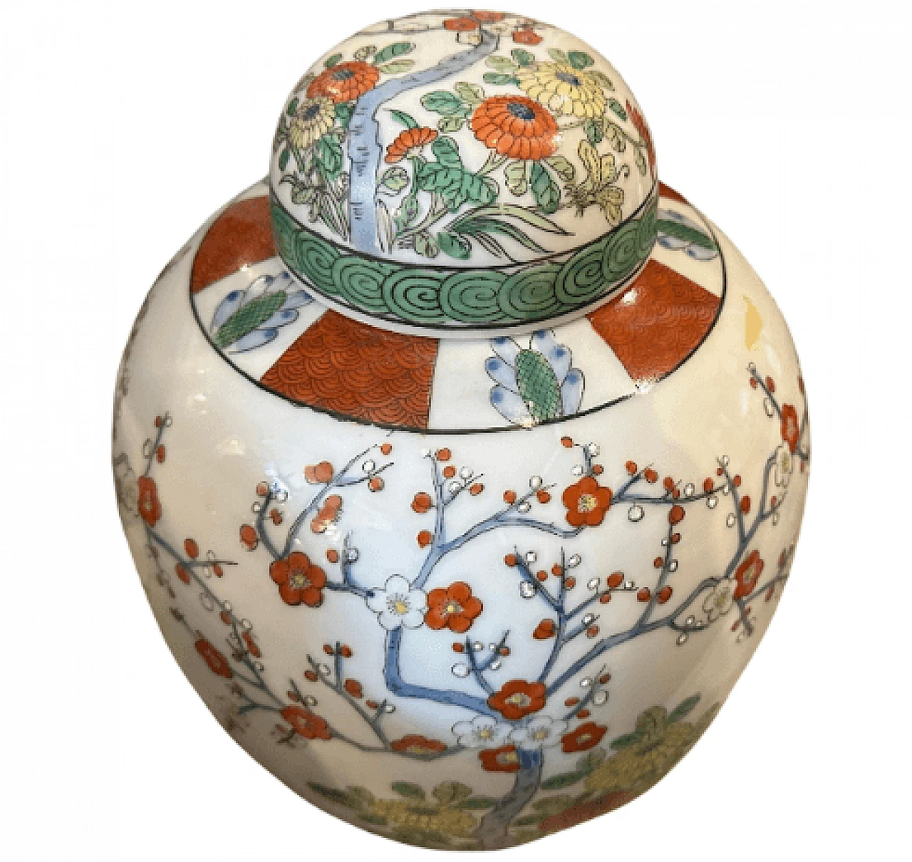 Coppia di barattoli da zenzero cinesi in ceramica dipinta, anni '60 2