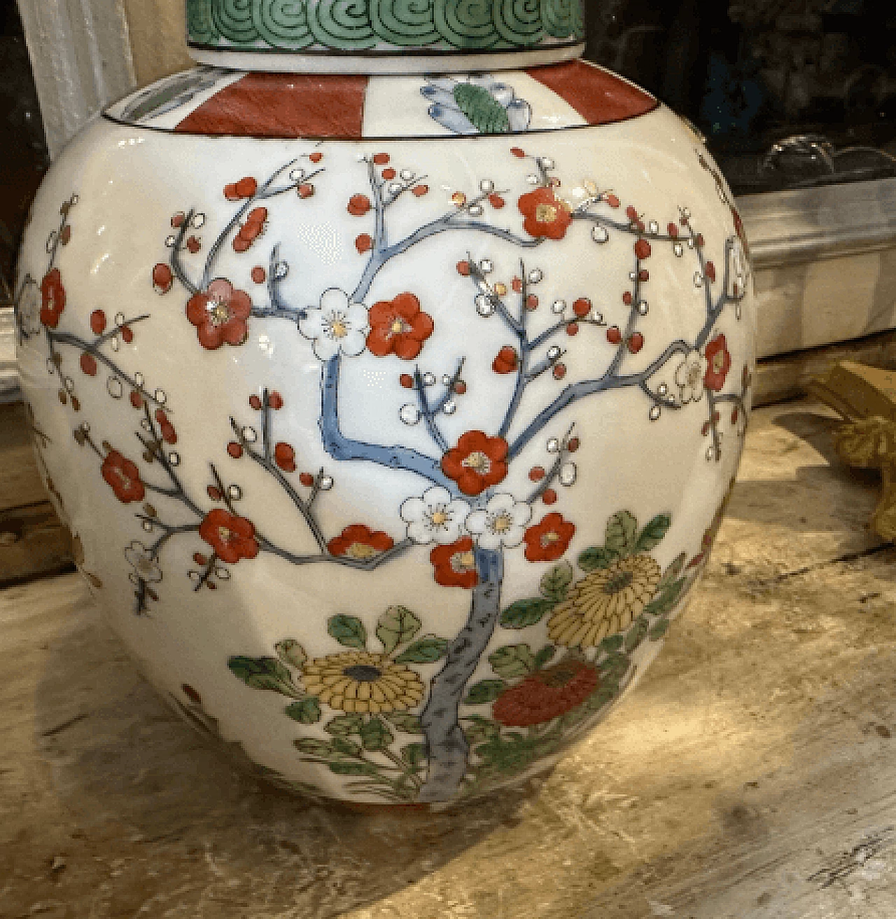 Coppia di barattoli da zenzero cinesi in ceramica dipinta, anni '60 4