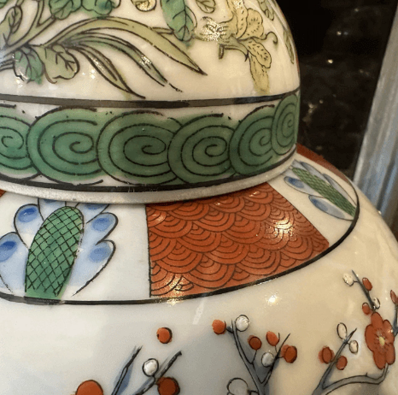Coppia di barattoli da zenzero cinesi in ceramica dipinta, anni '60 10