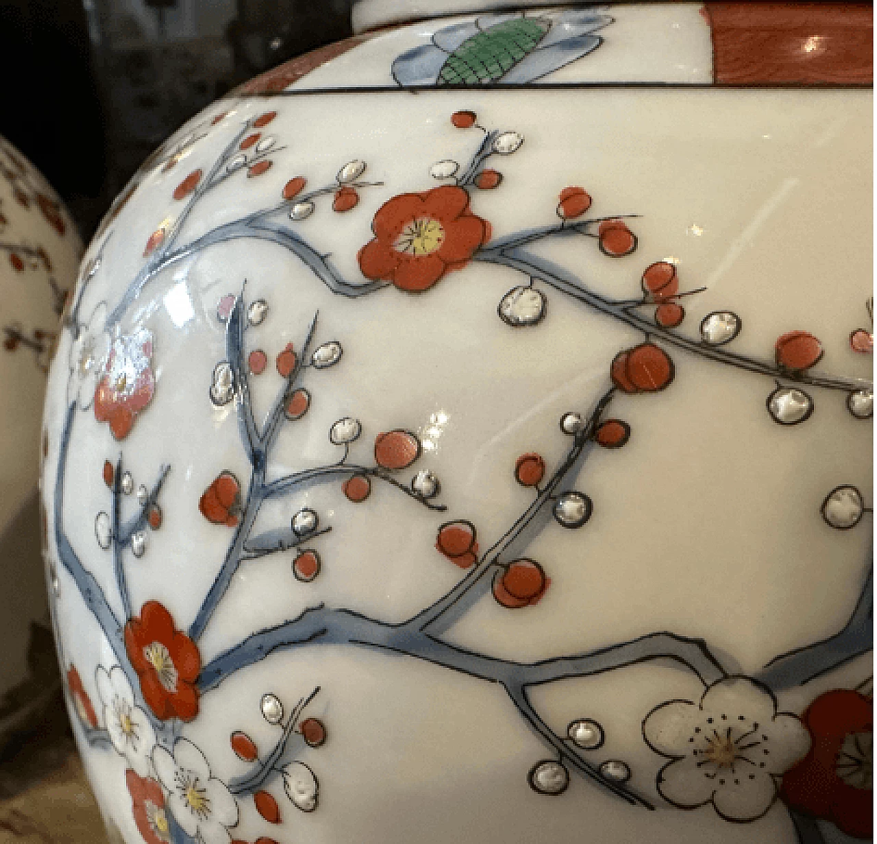 Coppia di barattoli da zenzero cinesi in ceramica dipinta, anni '60 14
