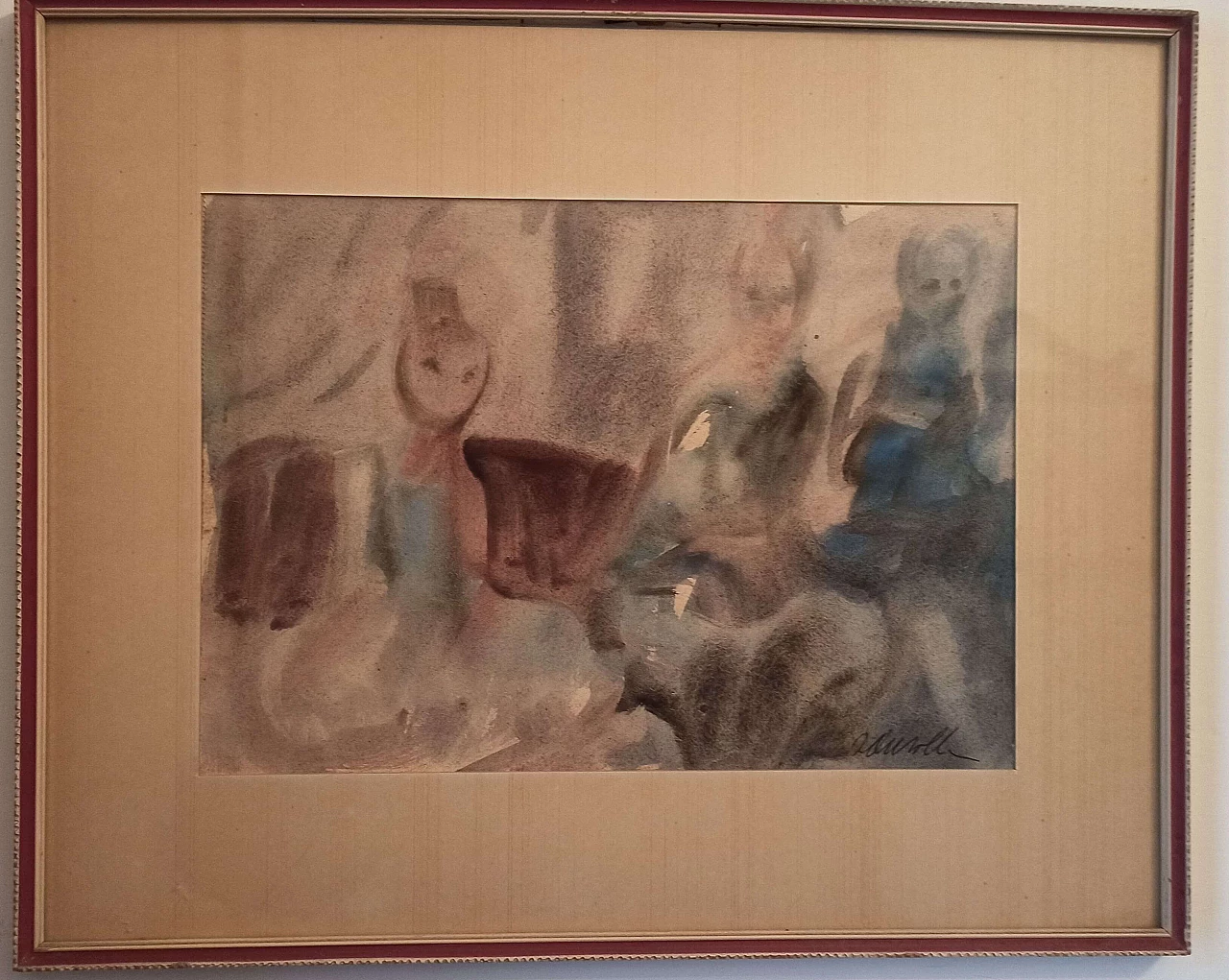 Acquerello 3 figure con tutù di Zanzotto, anni '60 2