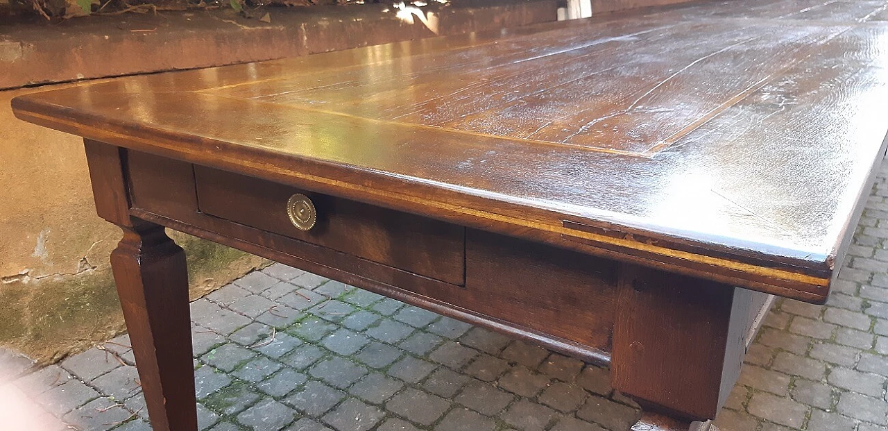 Emilian walnut and oak table, second half of the 19th century 1