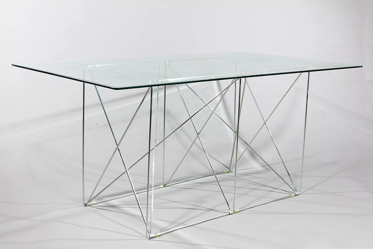 Desk in glass and steel by Max Sauze, 1970s 1