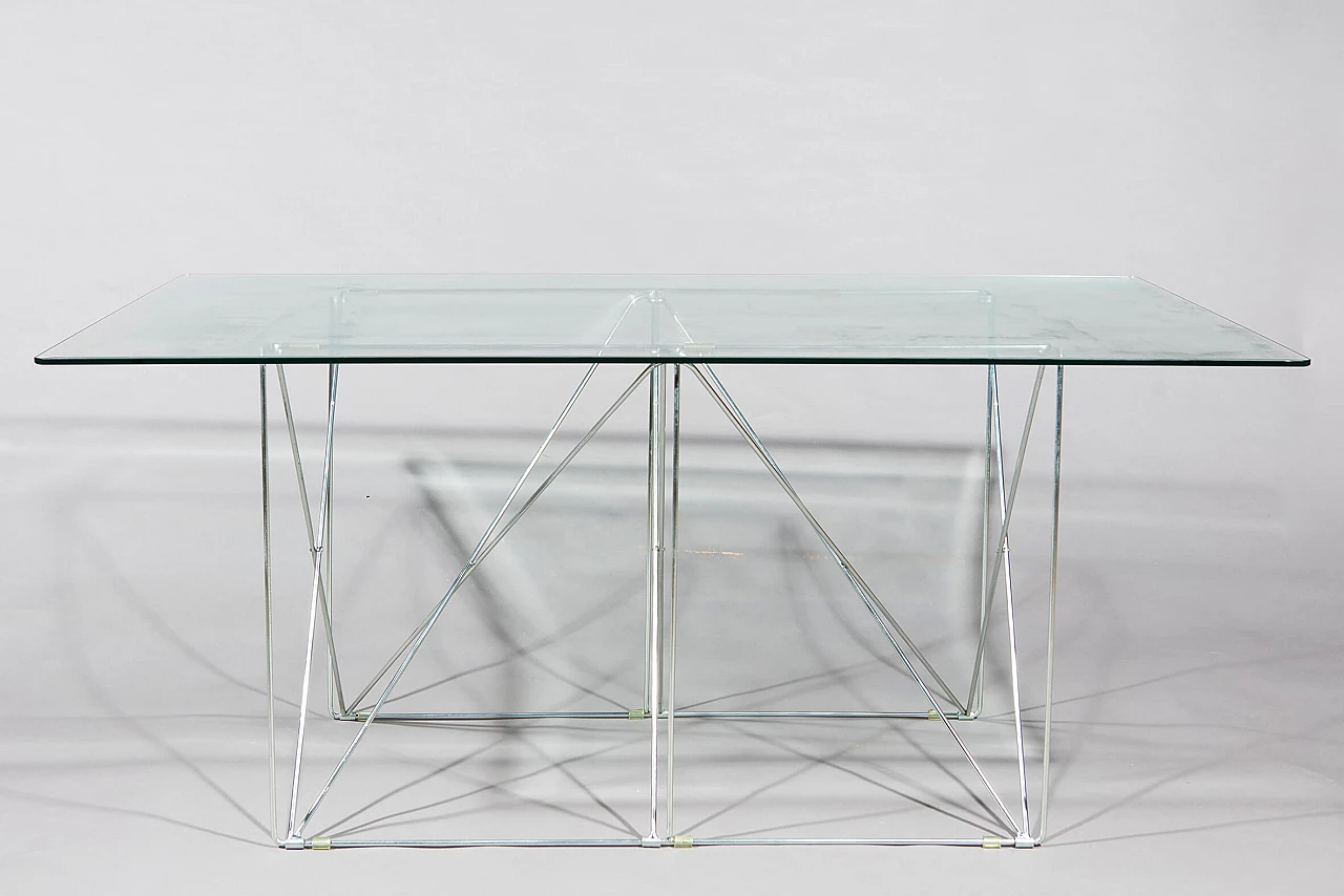 Desk in glass and steel by Max Sauze, 1970s 3