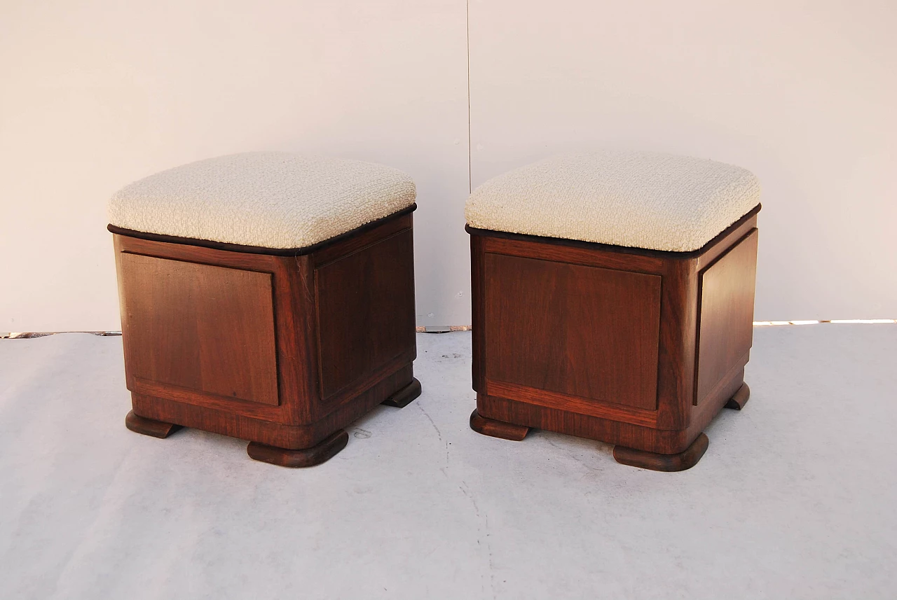 Pair of Art Deco poufs, 1940s 1