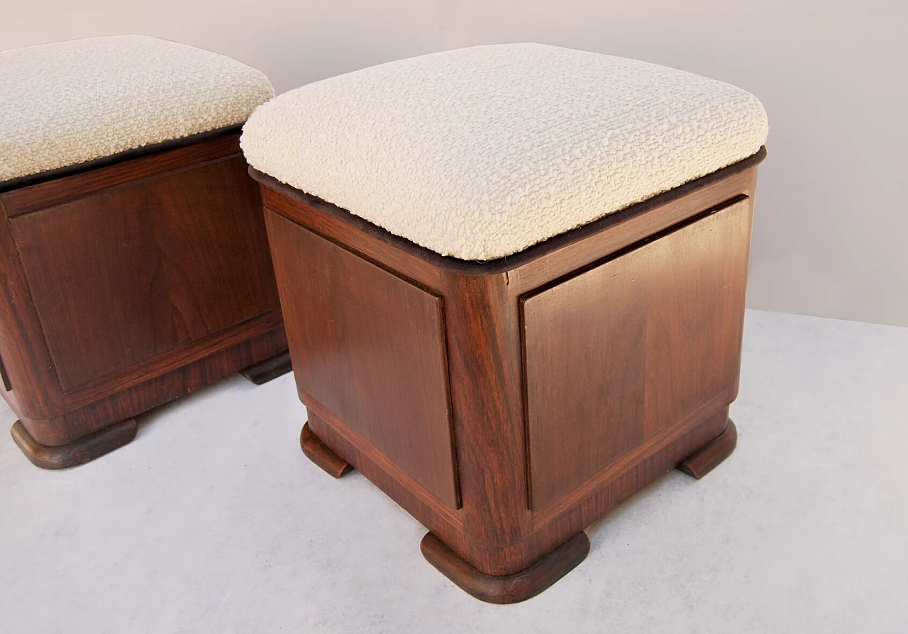 Pair of Art Deco poufs, 1940s 3