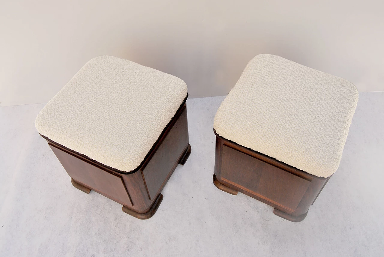 Pair of Art Deco poufs, 1940s 5