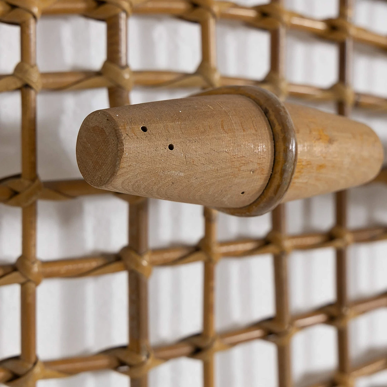 Bamboo, wicker and beech coat rack by Olaf Von Bohr, 1950s 5