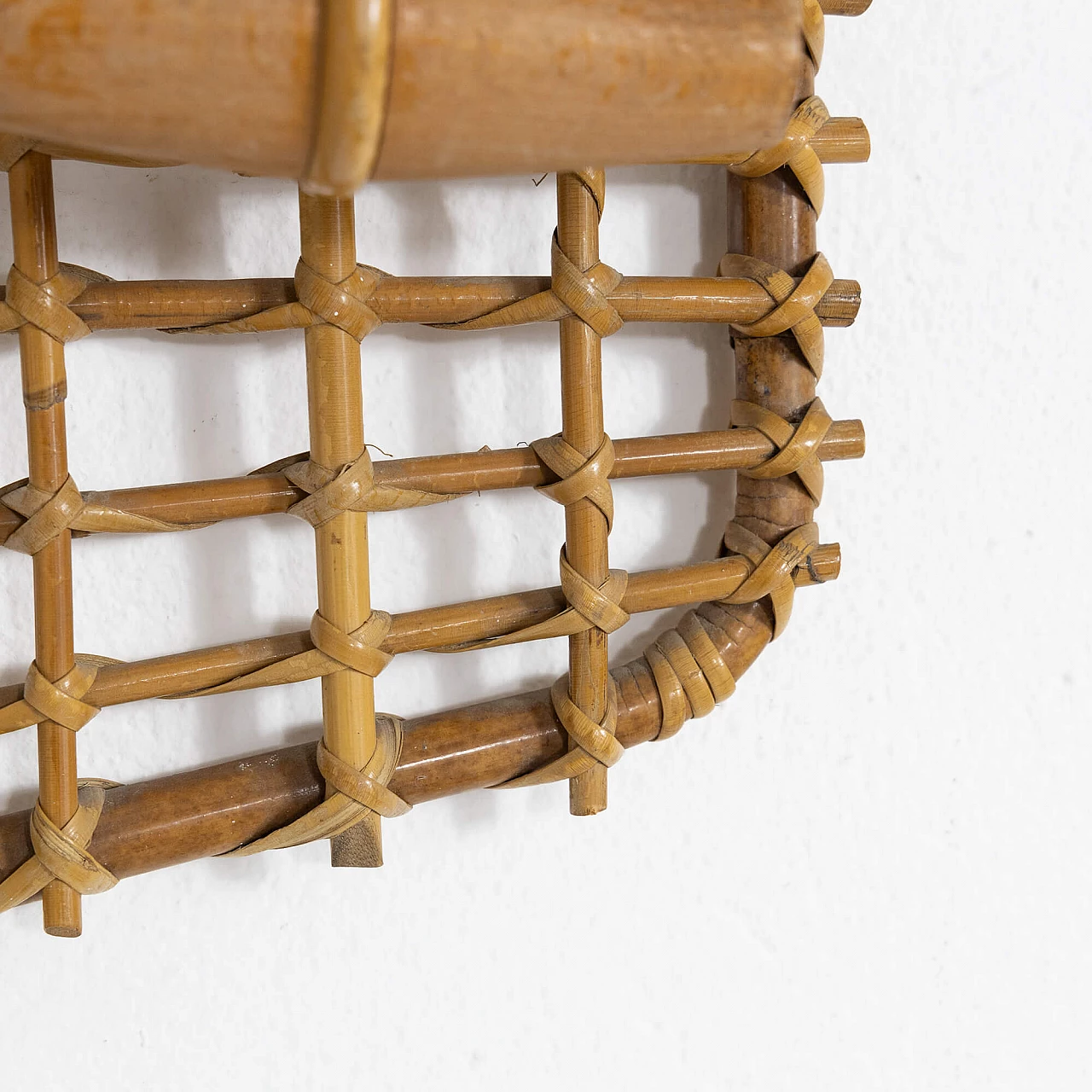 Bamboo, wicker and beech coat rack by Olaf Von Bohr, 1950s 7