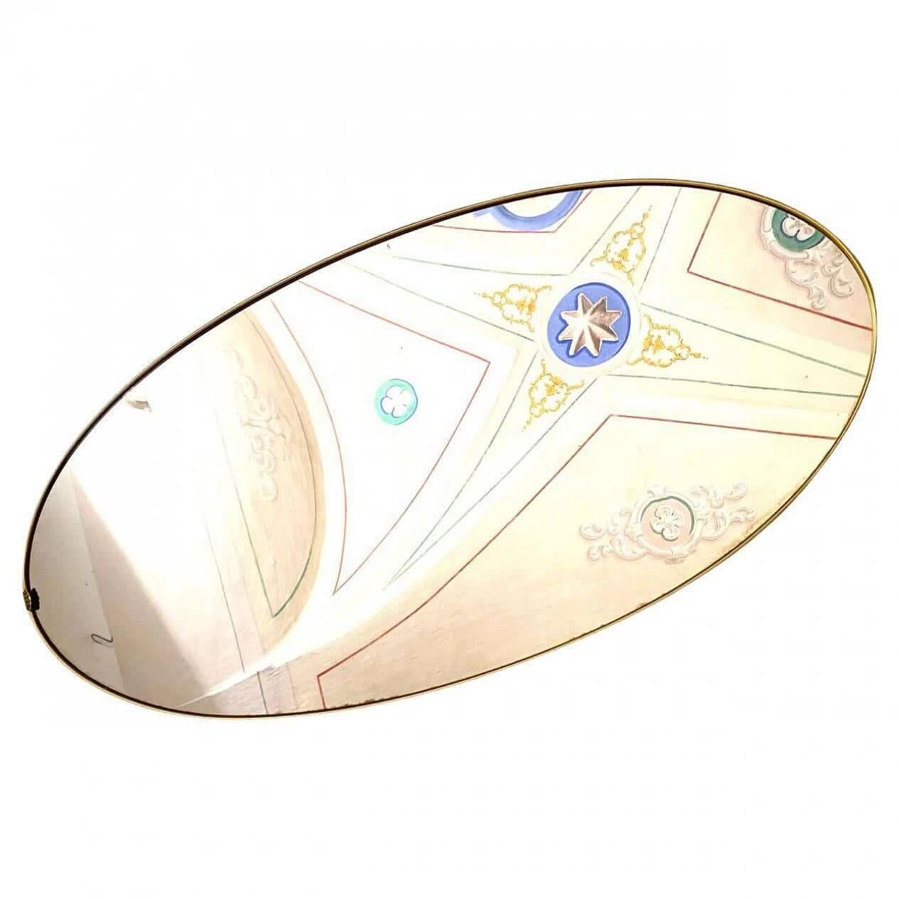 Oval brass mirror in the style of Gio Ponti, 1950s 7
