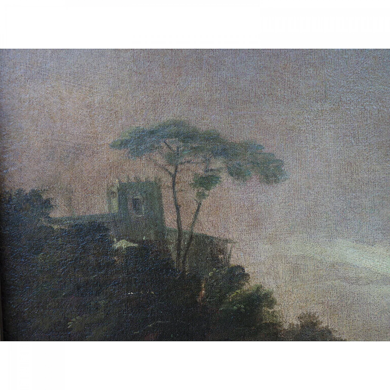 Scuola di Marco Ricci, Paesaggio al tramonto con figure, olio su tela, '700 2