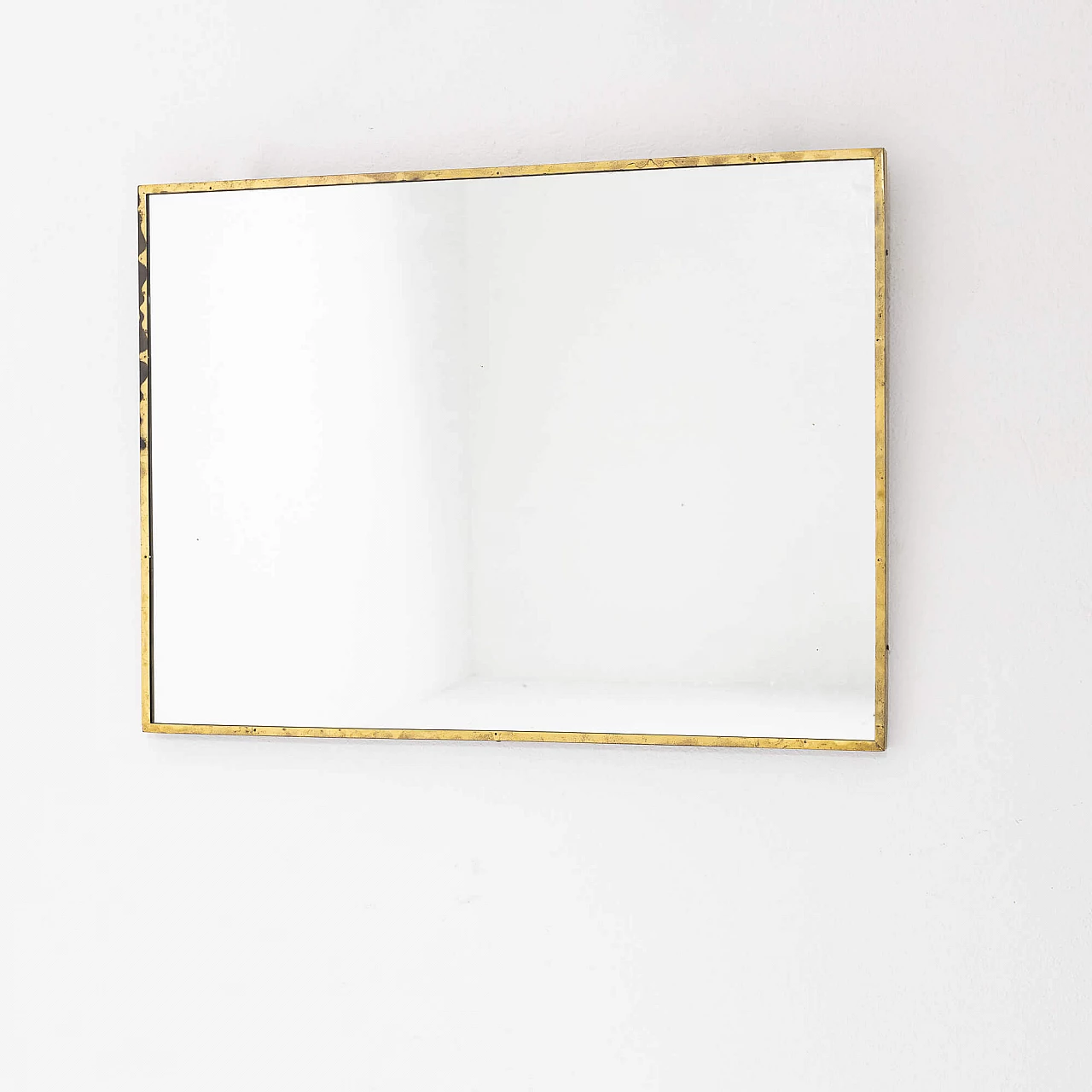Rectangular mirror with brass frame, 1950s 1