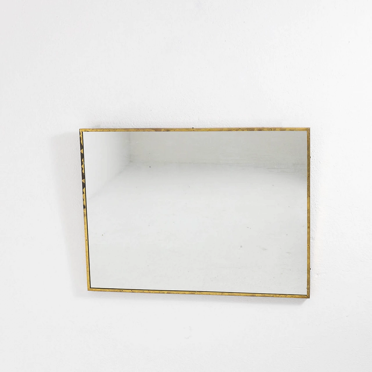 Rectangular mirror with brass frame, 1950s 5