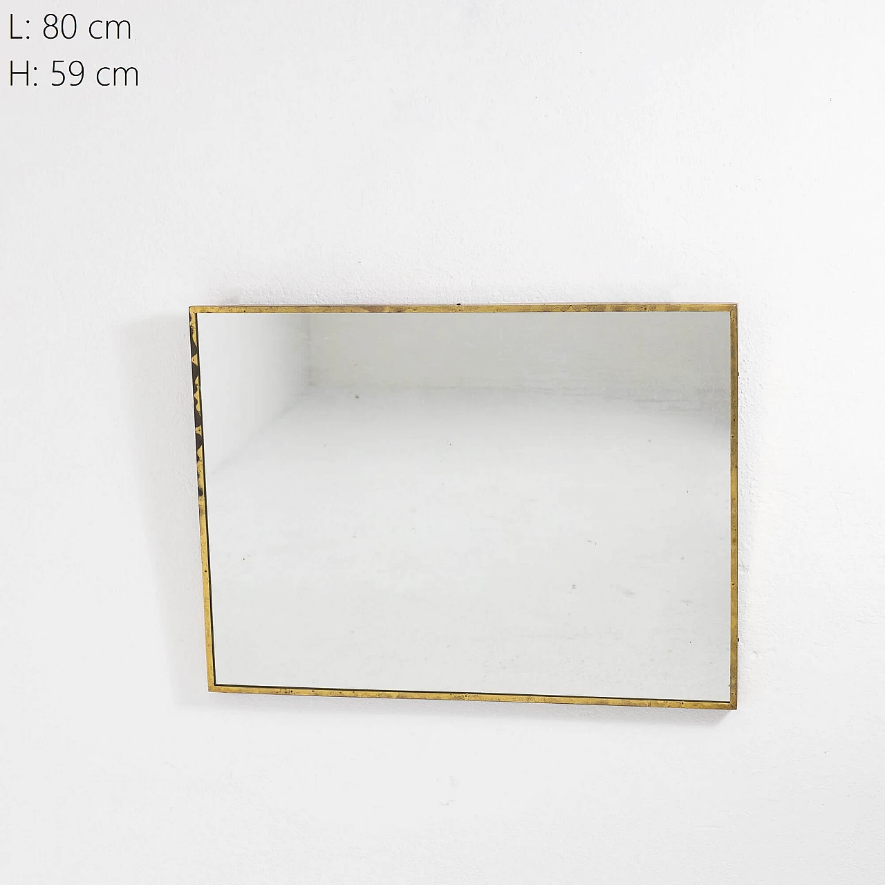 Rectangular mirror with brass frame, 1950s 6