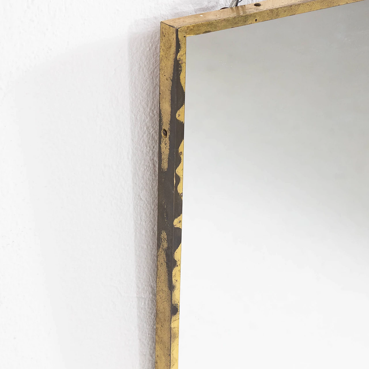 Specchio rettangolare con cornice in ottone, anni '50 7