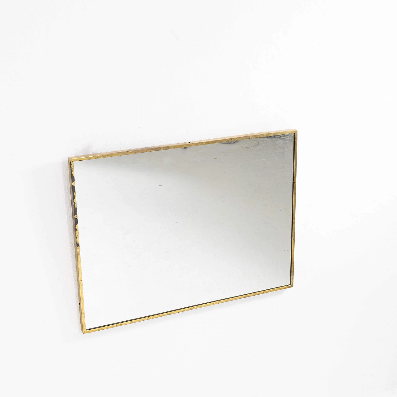 Specchio rettangolare con cornice in ottone, anni '50 8