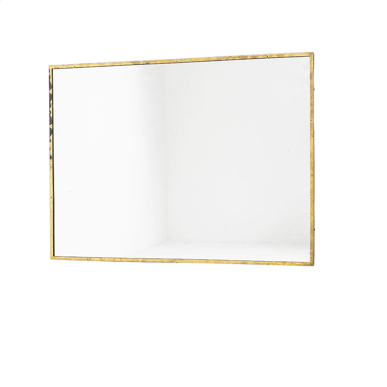 Specchio rettangolare con cornice in ottone, anni '50 10