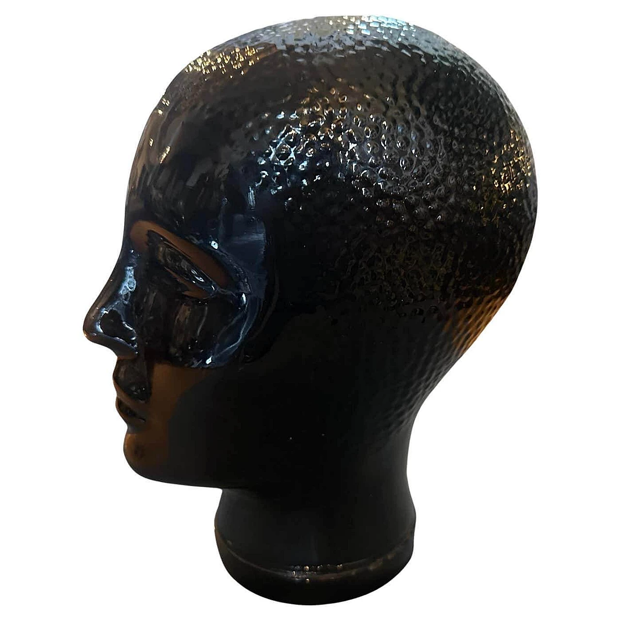 Black glass head attributed to Piero Fornasetti, 1970s 1